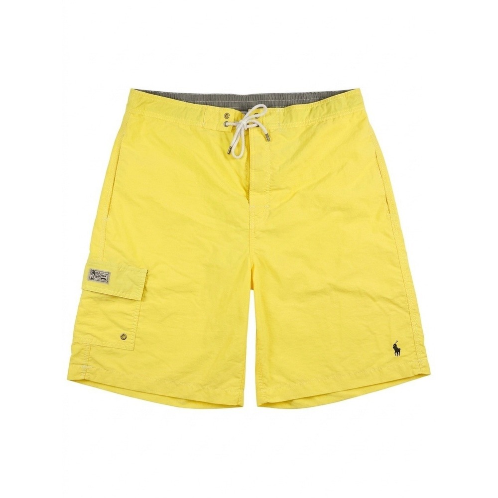 Polo Ralph Lauren Swim Trunks Men's L Yellow Logo Cargo Beach Shorts Nylon Liner